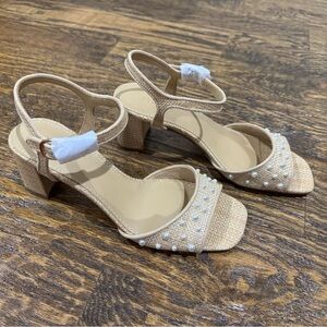 J. CREW Pearl Woven Heeled Sandals NEW Size 7.5